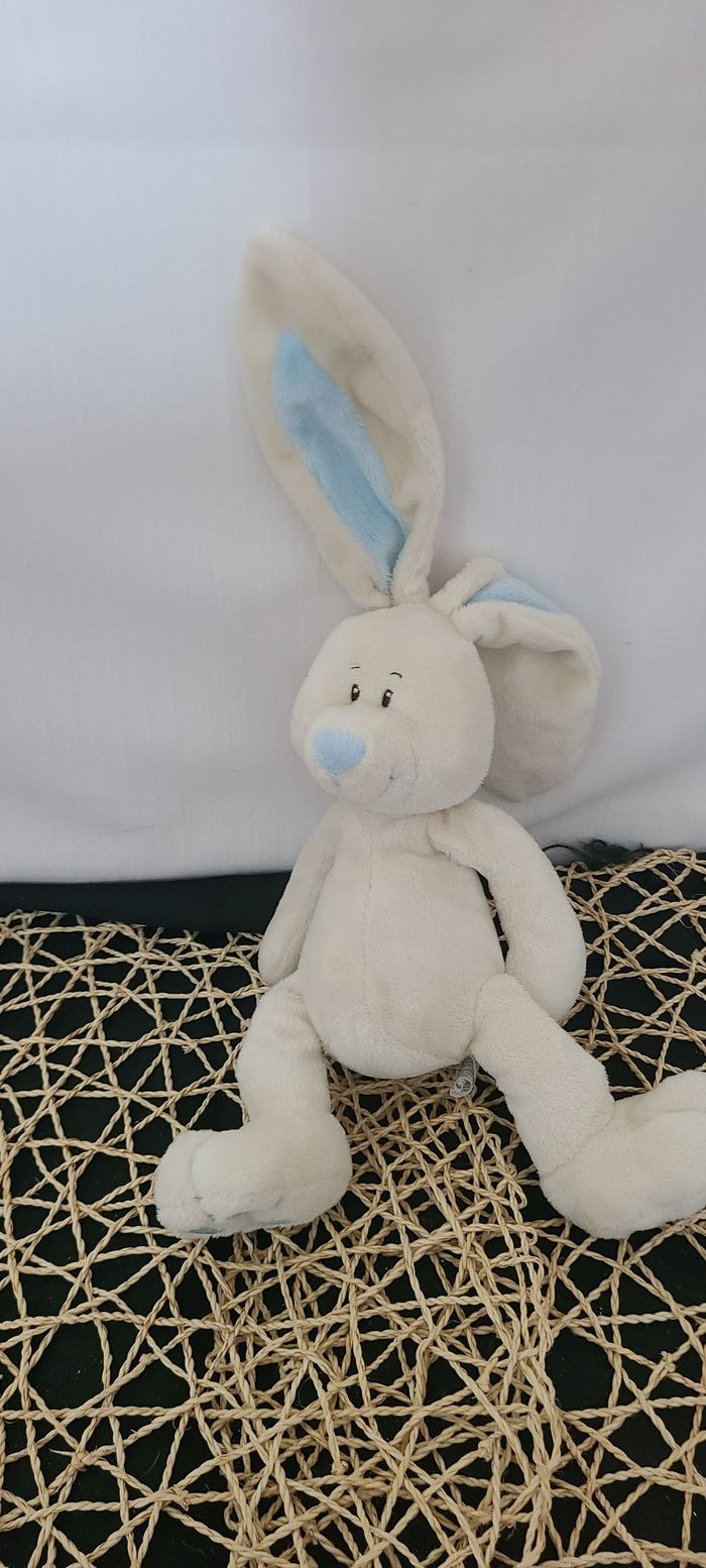 Peluche lapin KIMBALOO beige bleu La Halle - photo numéro 3