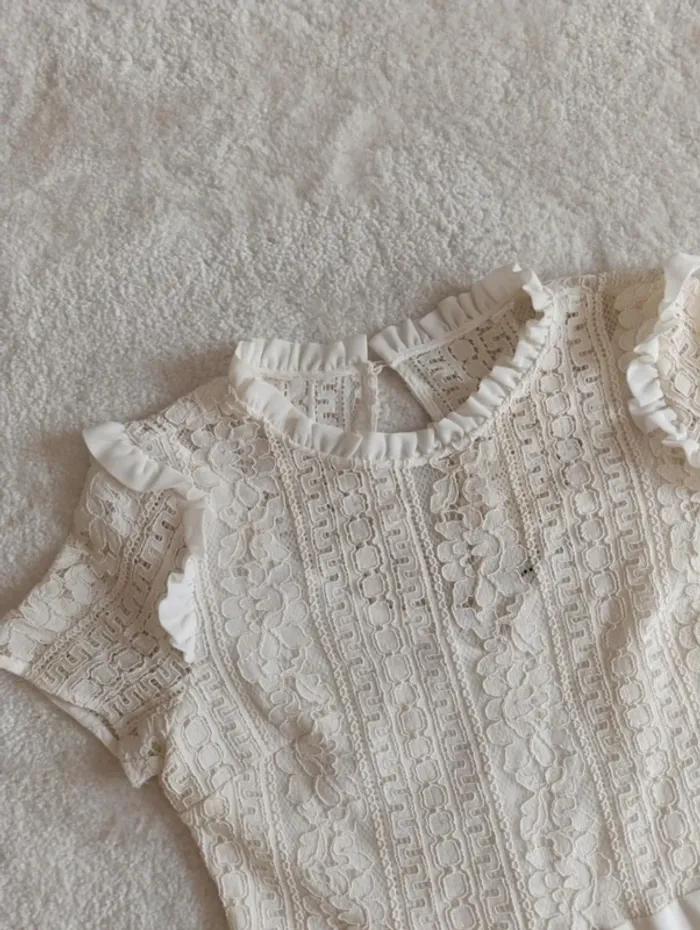 Robe Naf Naf 36 en dentelle blanc crème événement baptême mariage - photo numéro 5