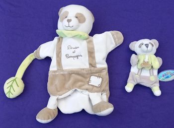 doudous et compagnie lot de 2 doudous Panda marionnettes