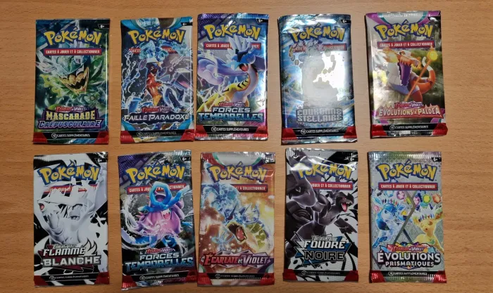 10 Boosters Pokemon Ouvert/Reconditionné FR - Carte Ecarlate Et Violet
