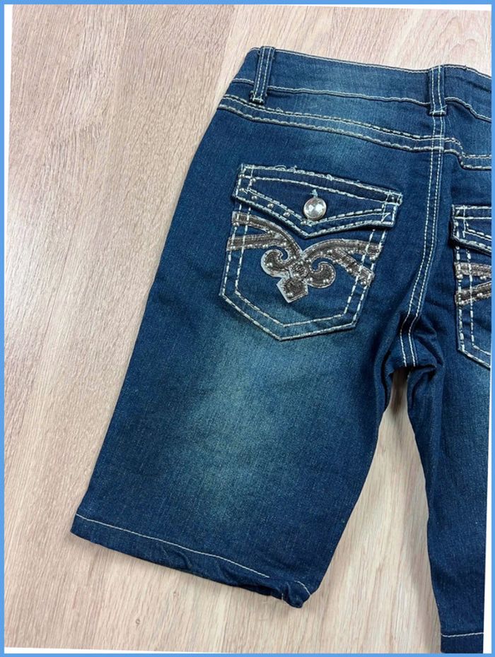 Short en jean vintage Femme Bleu marine à bijoux – Taille M - photo numéro 7