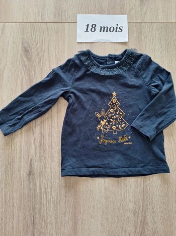 Haut noel à col dentelle sergent major 18 mois
