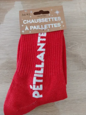 Chaussettes à paillettes Rouge Pétillante