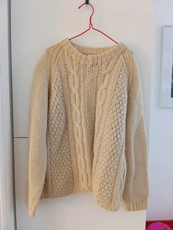 Pull écru torsadé fait main taille 42