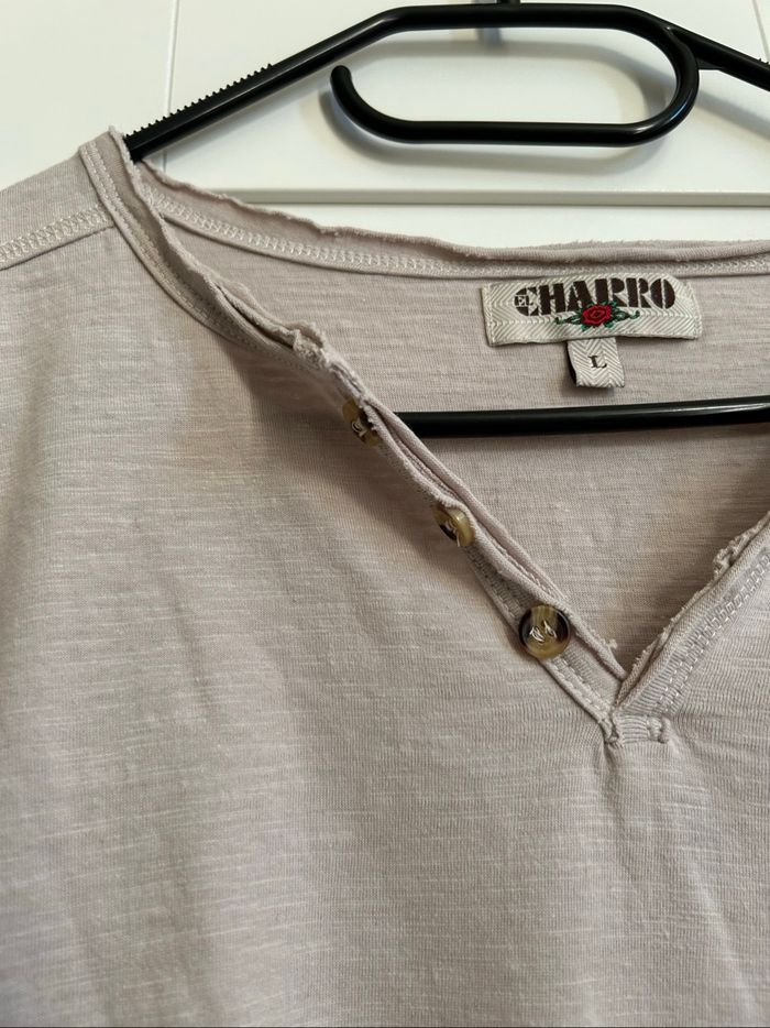 T-shirt beige uni Homme Charro Taille L - photo numéro 4