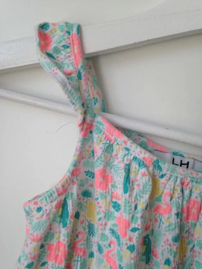Combi-short col rond sans manches fleuries 24mois 86cm - photo numéro 3