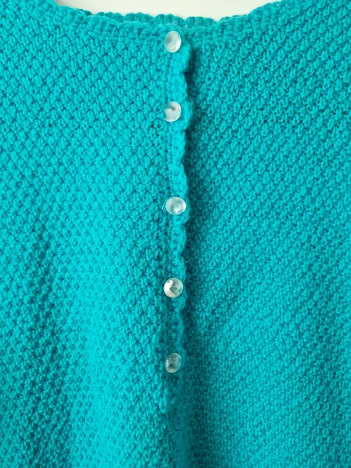Pull turquoise tricoté vintage - photo numéro 16