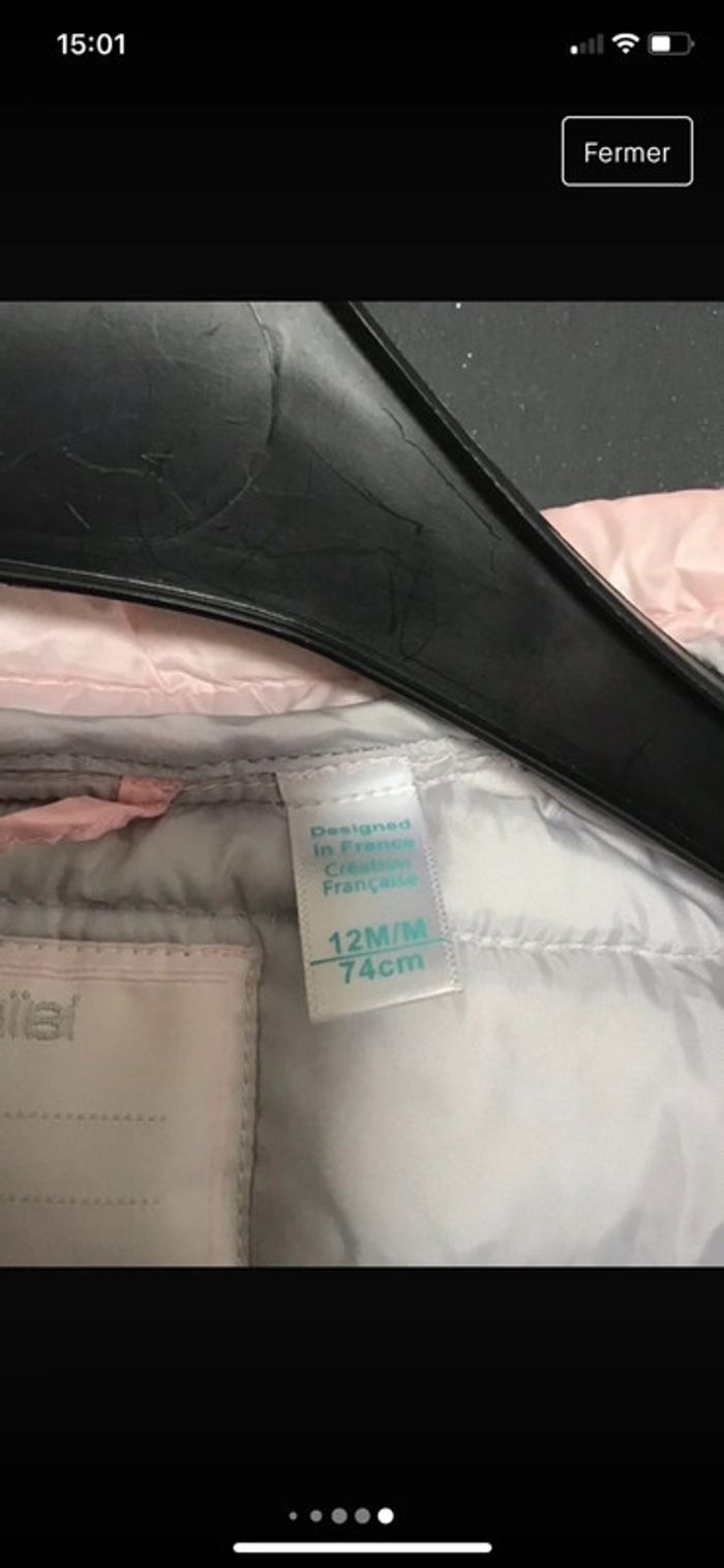 Doudoune à capuche rose pâle doublée gris - photo numéro 10