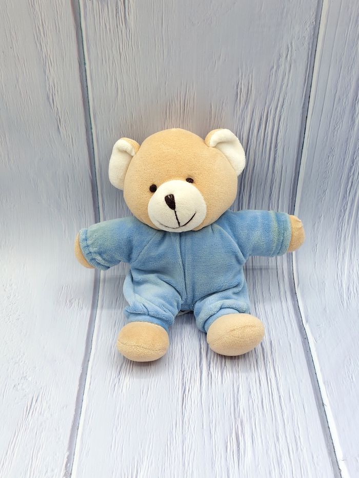 Peluche ours bleu beige 21 cm vrau - princess - A12175 - lire descriptif - doudou vintage - photo numéro 1