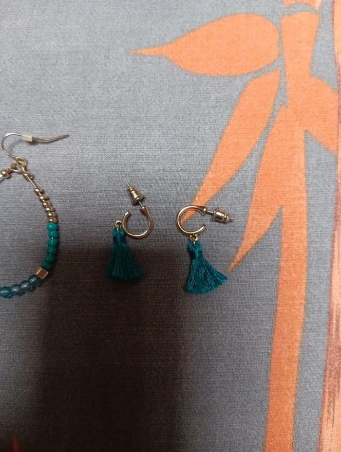 Lot de 2 paires boucles d'oreilles turquoise - photo numéro 3