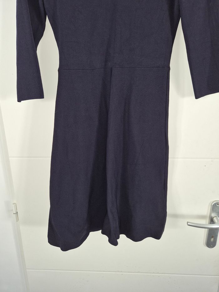 Robe bleu marine a col en velours perlé Morgan - photo numéro 4