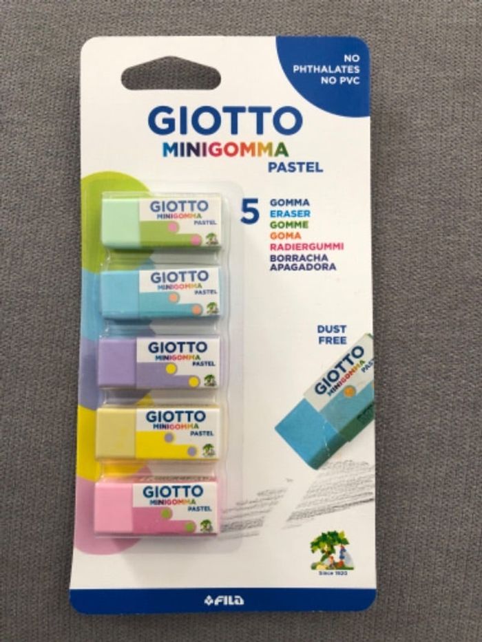 Lot de 5 gommes GIOTTO pastel NEUVE