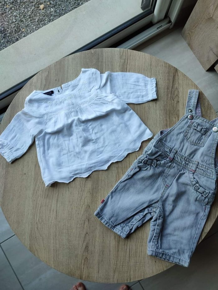 Taille 1 mois : salopette , blouse chemisier