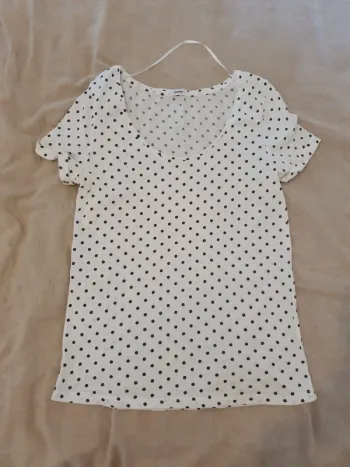 Tee shirt blanc à pois pimkie