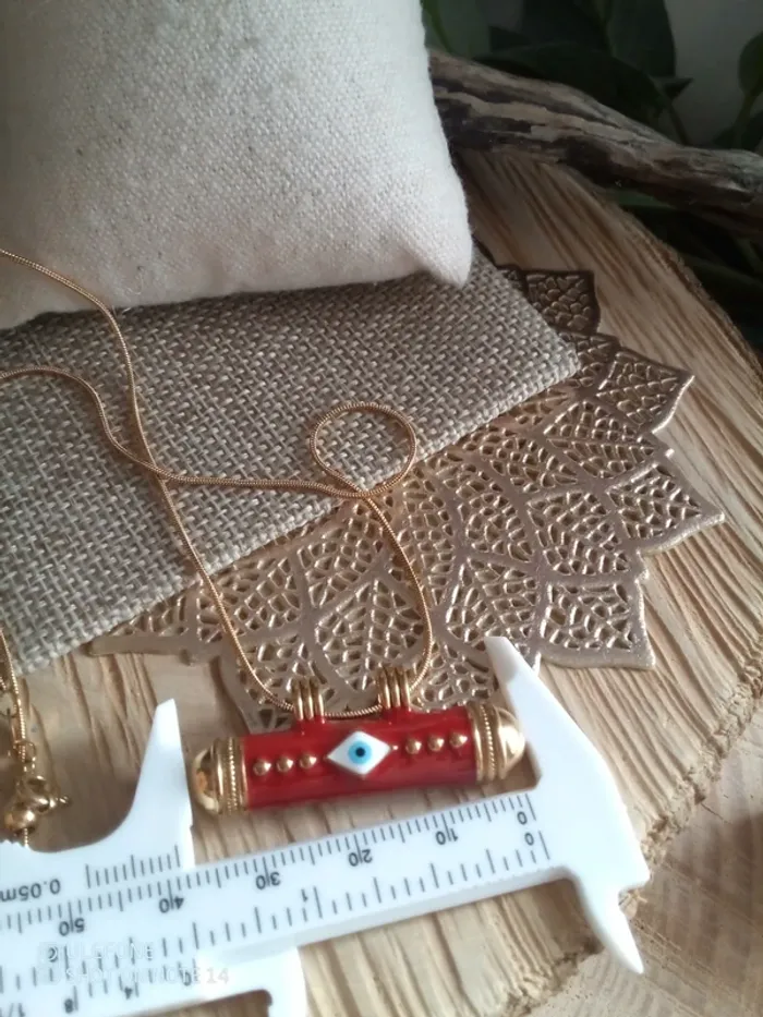 Collier talisman rouge avec oeil du nazar - photo numéro 2