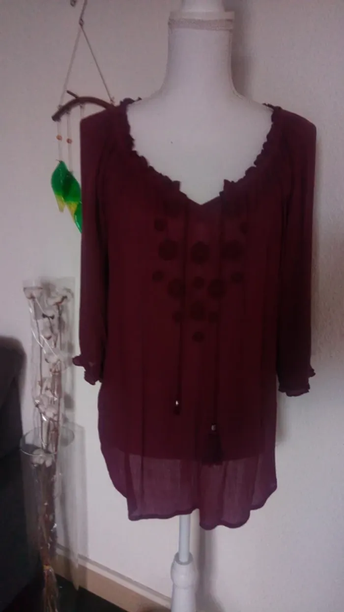 Blouse motif fleur violette - photo numéro 2