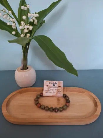 Bracelet en épidote – perles rondes naturelles