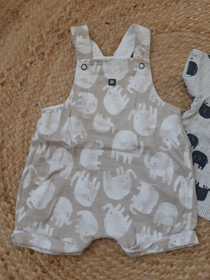 Tenue tee-shirt et salopette éléphants - photo numéro 2