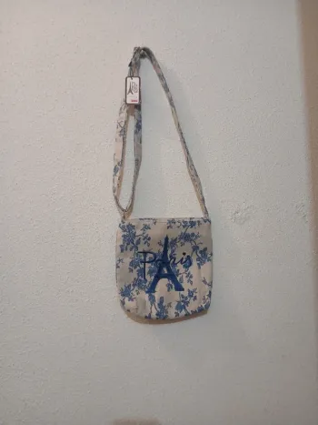 Sac bandoulière bleu fleuris " yaya paris"