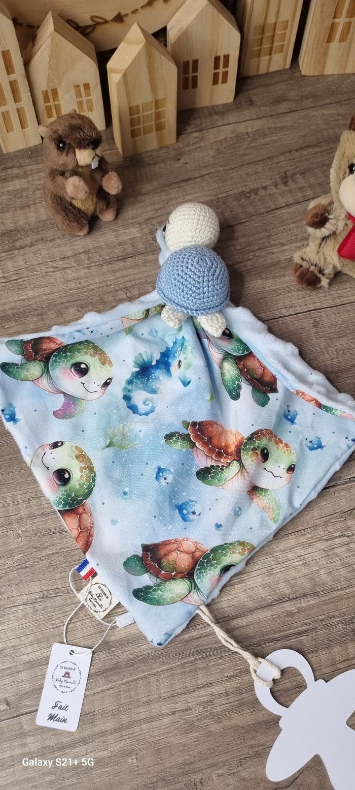 Doudou tortue bleu ciel - photo numéro 2