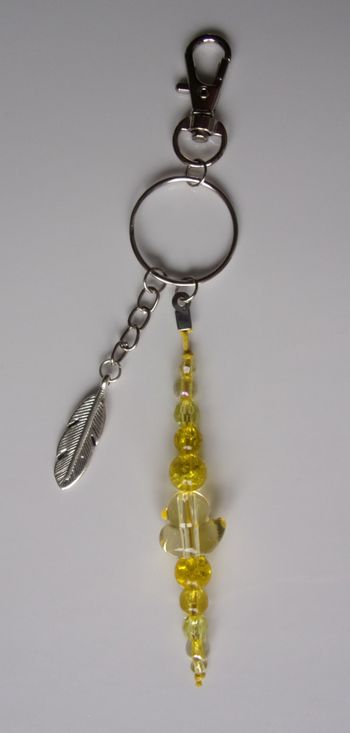 Porte clé ou Déco de sac à main canard Jaune plume