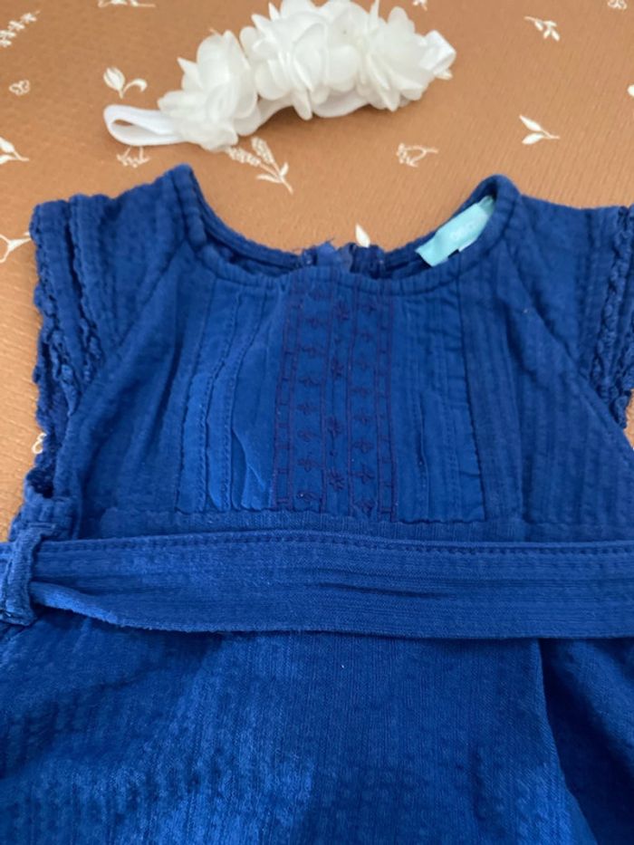 Robe + bloomer + bandeau 12 mois - bleue - photo numéro 2