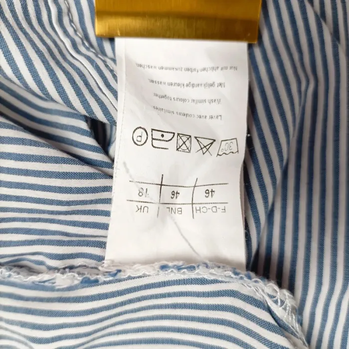 Chemise rayée bleue Happy D. by Damart T.46 coton stretch à col blanc et manches longues A1235 - photo numéro 12