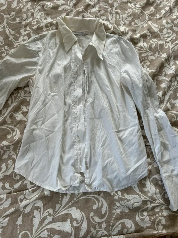 Chemise cop copine blanche moucheté gris taille 40