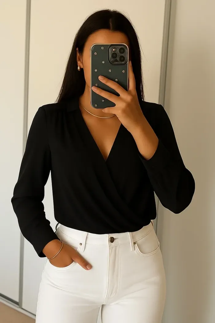 Blouse nouée drapée cache cœur H&M