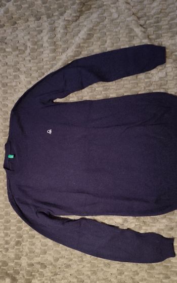 Pull laine et cachemire mélangés - bleu marine benetton 11 12 ans
