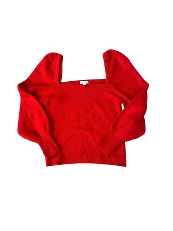 Pull rouge col carré et épaules bouffantes H&M taille M
