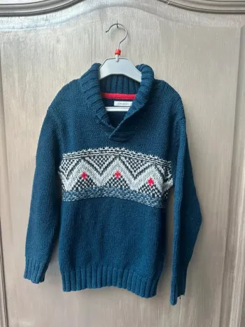 Pull bleu Noël okaidi 8 ans