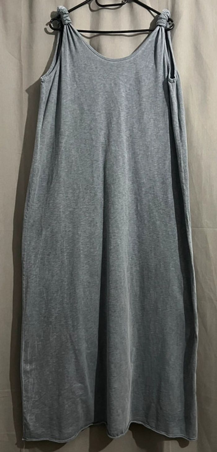 Robe longue été taille unique grande taille convient pour un 44/46 couleur bleu/gris comme neuve - photo numéro 2
