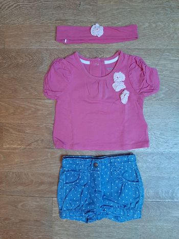Lot t-shirt, bandeau et short 3mois