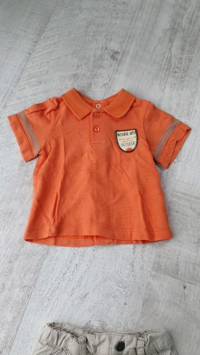Ensemble tee-shirt + short Taille 3 mois - photo numéro 2
