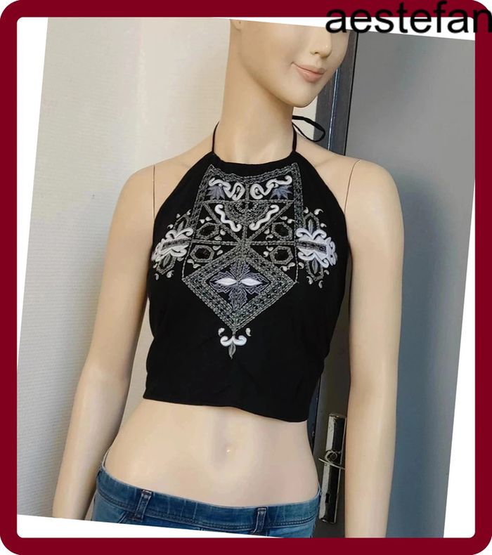 Crop top ou top bandanas noir