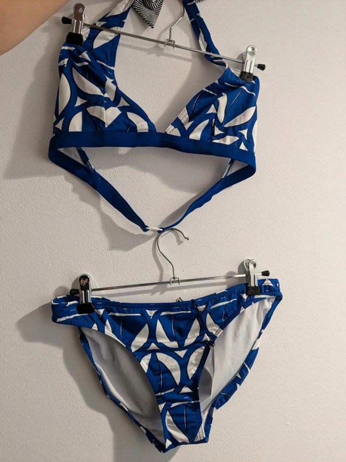 Maillot 2 pièces blanc et bleu M - photo numéro 6