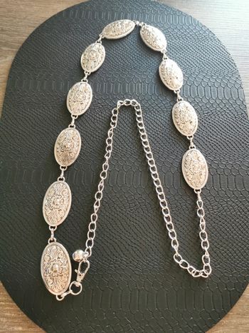Ceinture Métal femme argenté ovales fleurs