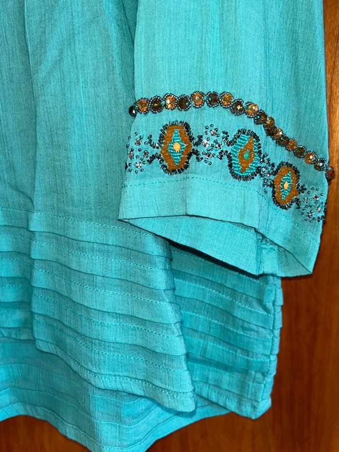 Haut turquoise perles 38 Charlie Joe - photo numéro 3
