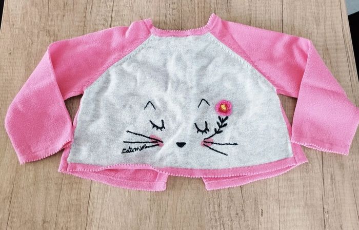 Gilet fille rose et gris taille 9 mois Catimini - photo numéro 2