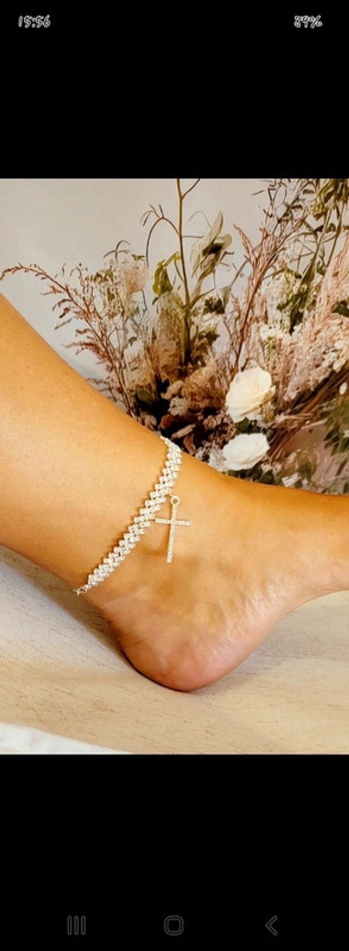 Bracelet de cheville strass croix – Bijou brillant et féminin