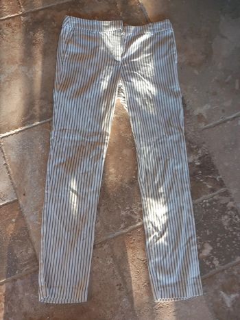 Pantacourt Blanc à Rayures Taille 38