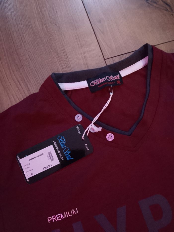 T-shirt bordeaux pour homme manches courtes XL Blue Soul - photo numéro 3