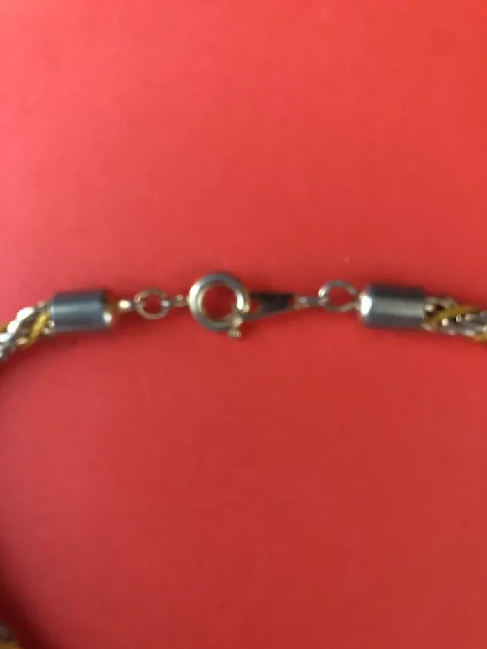 Bracelet plaqué 2 couleurs tressés 19 cm - photo numéro 2