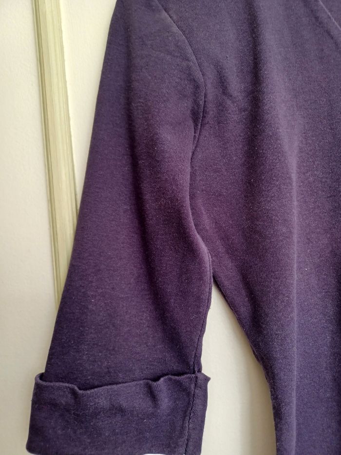 T-shirt col V violet taille 36 manches 3/4 - photo numéro 4