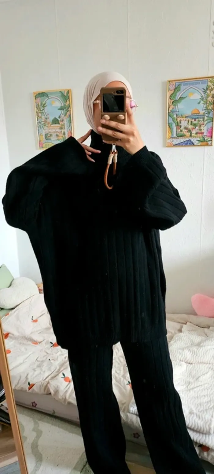 🖤 Ensemble pull & pantalon oversize noir 🖤 - photo numéro 2