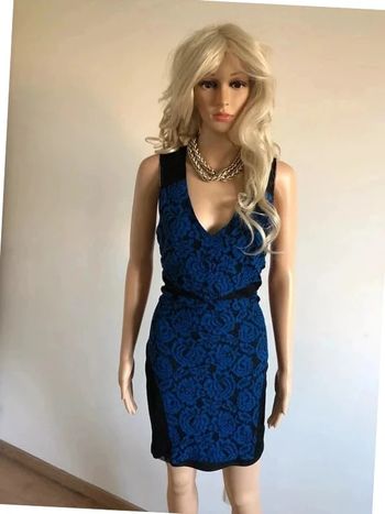 Robe bleue et noire en dentelle sans manches Coolcat taille L jamais portée