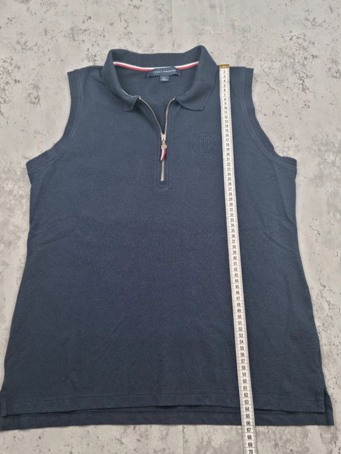 Débardeur polo zippé Tommy Hilfiger marine – Taille L Femme (mesures en photos) - photo numéro 5