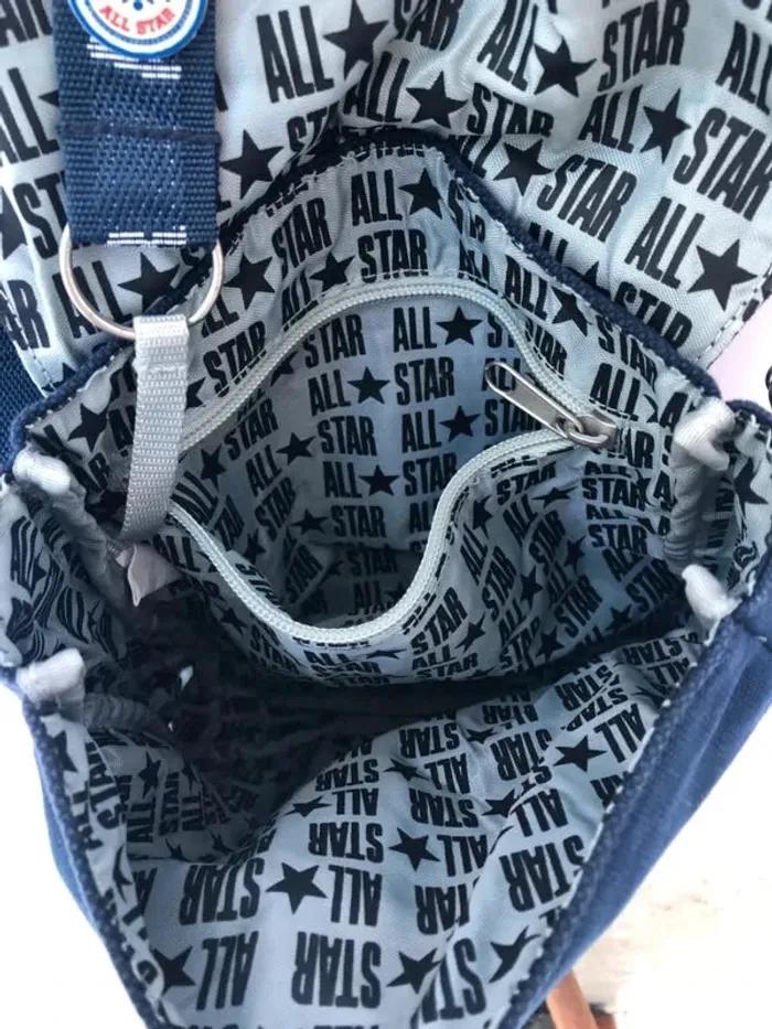 Converse All Star Sacoche + porte-monnaie / shoulder bag + little wallet navy blue - photo numéro 8
