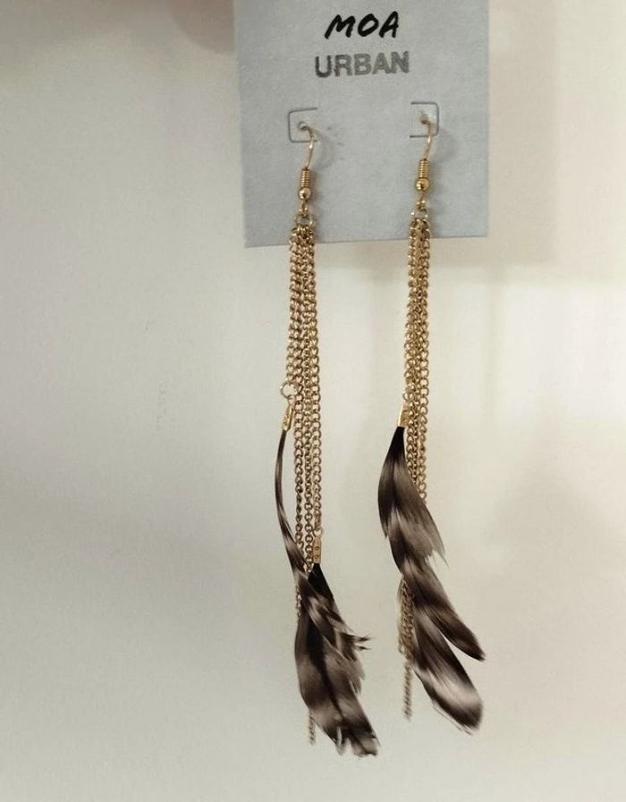 Boucles d'oreilles plumes MOA neuves